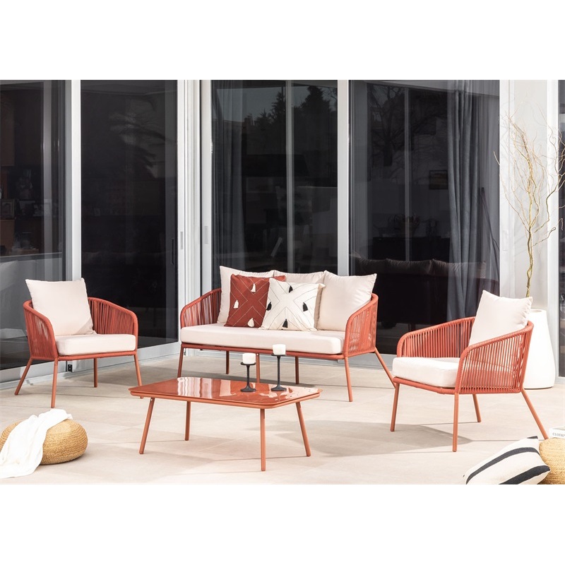 Yoho Hot Sale  Garden Sofa Set Furniture 4pcs Conversation Garden Sofa Set