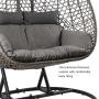Yoho High Quality Double swing chair 2 seat Rattan Wicker Egg hanging chair with 220kgs loading capacity