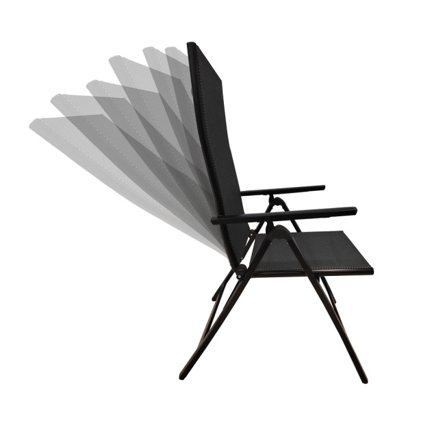 Outdoor Garden Metal folding stackable armchair outdoor folding reclining 7 position adjustable backchair aluminum chair