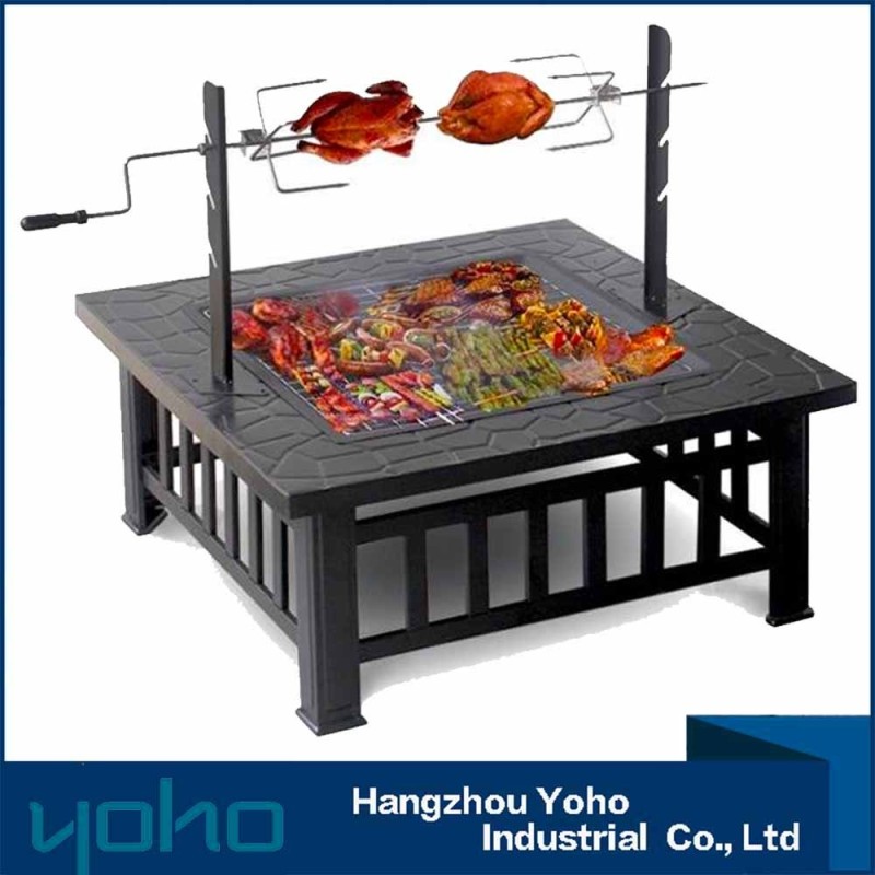 Outdoor Bowl Fireplace Stove Brazier and Backyard Garden Round Metal Fire Pit Metal, Tile Table Top 81/81/35 Cm 83/83/15 Cm 20GP