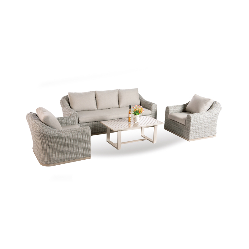Outdoor garden luxury Rattan furniture wicker couch conversation corner sectional sofa with cushion