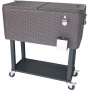 Outdoor Metal Patio Rolling Cooler 80 QT Red Ice Beer Chest Cart With Bottle Opener and Catch Tray