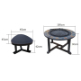 YOHO 5pcs Outdoor Modern backyard family gathering cooking Fire pit dining sets BBQ Grill Slate table top fire pit with chair