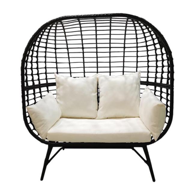 Aluminum Frame with Rattan Weave Egg Shape Chair KD Garden Standing Outdoor lounge Chair