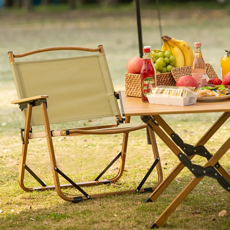 Outdoor Lightweight Aluminum Beach Wood Chair Folding Garden  Chair