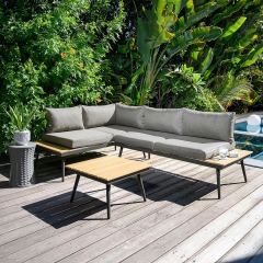 New L Shape Aluminum Outdoor Garden Furniture Metal Frame Sectional Sofa Sets