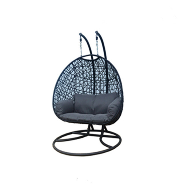 Garden Rattan PE Wicker Egg Nest Shaped 2 Persons Seater Patio Hanging Swing Egg Chair
