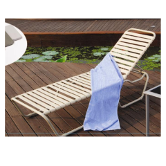 Adjustable Backrest Sun Bed Belt Woven Beach Garden Aluminum Sun Lounge Outdoor Furniture Modern Stackable Pool loungers