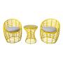 Outdoor PE Round and Flat Rattan Bistro Set Garden 3pc Wicker Patio Tea Table Chair Set