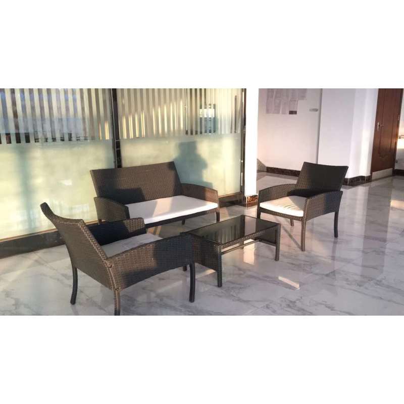 4pcs Outdoor Luxury Rattan Sofa set logo customized conversation sofa set Meeting reception