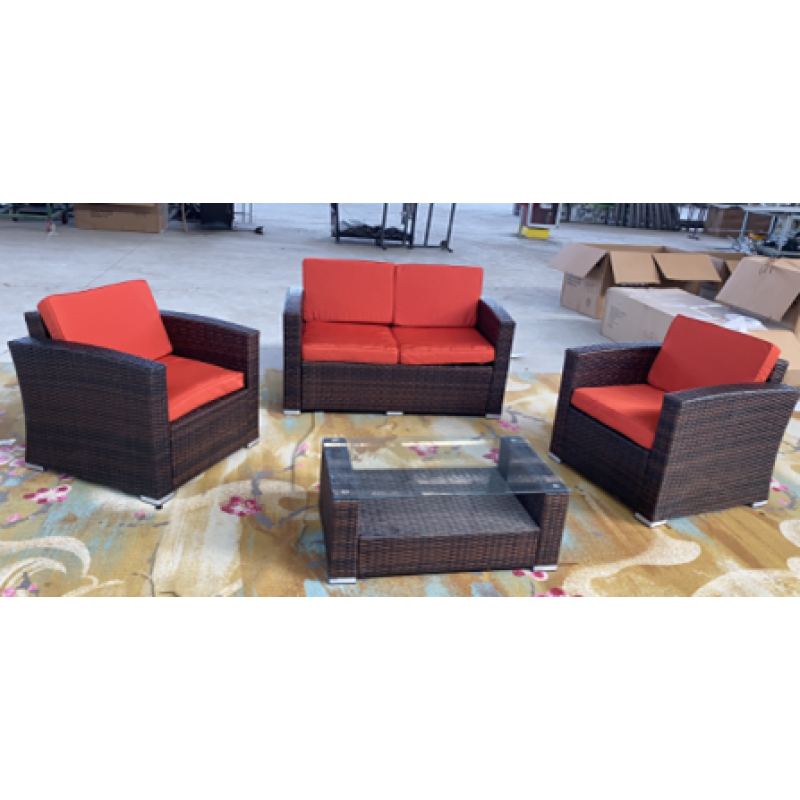 4pcs Outdoor Luxury Rattan Sofa set logo customized conversation sofa set Meeting reception