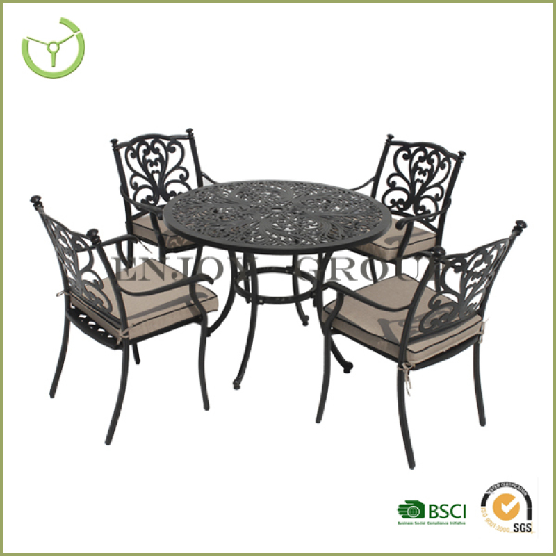 Outdoor cast aluminum banquet chair leisure luxury furniture garden dining table set