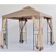 Outdoor Modern Heavy Duty All Weatherproof Patio Aluminum Frame Gazebo Tent with Mosquito Netting and Side Walls
