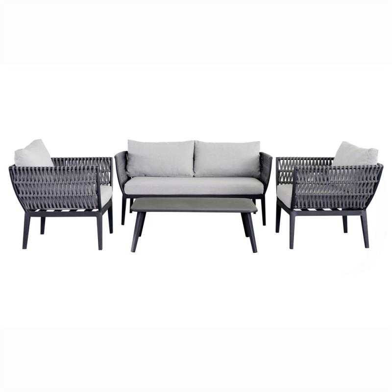 Yoho European Style Hot Sale outdoor furniture Aluminum Sofa Set hand-made Polyester Rope weaving garden sofa set