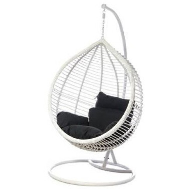 Rattan outdoor egg hanging chair with metal stand nest swing chair