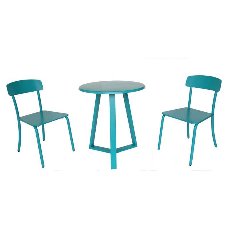 Yoho Patio Furniture Orange Metal 3 Pieces Iron Bistro Set Garden Dining Chair With Table