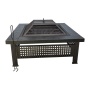 Outdoor Fire Pit Big Round Fire Bowl Garden Patio Heater BBQ Grill Round Firepit with Cooking Grate Metal, Tile Table Top