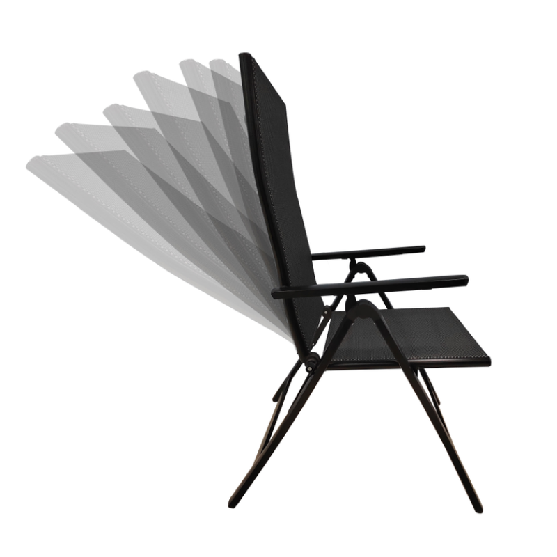 Metal folding armchair outdoor folding reclining 7 position adjustable backchair aluminum patio chair