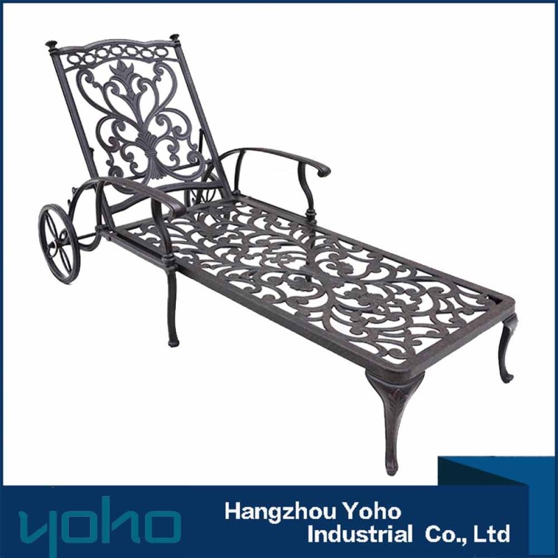 Modern Outdoor Metal Chaise Lounge Sun Lounger Cast Aluminum Outdoor Wheel Beach Outdoor Furniture Swimming Pool Chaise Lounge