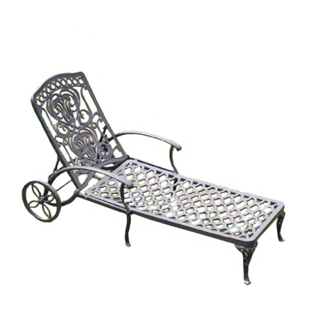 Outdoor Living Cast Aluminum Luxury Sun Bed Chaise Lounger Chair for Swimming Pool