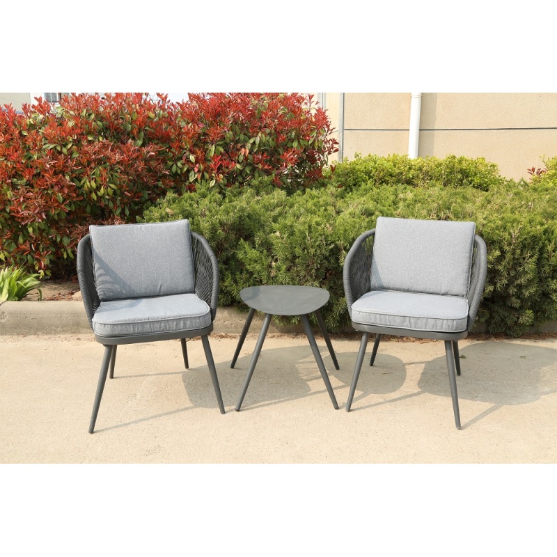 Yoho Iron Metal Garden Courtyard Patio 3 pieces Bistro Set Rope  style outdoor Garden Furniture bistro set