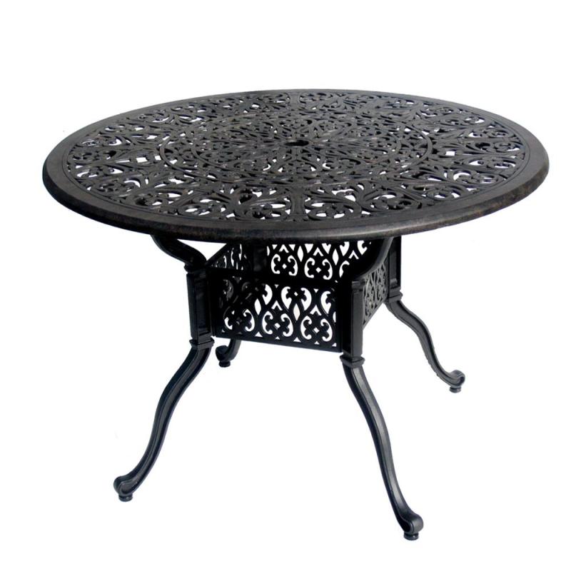 Patio Outdoor Furniture Cast Aluminum Coffee Table With Center Hole Market Umbrella Table