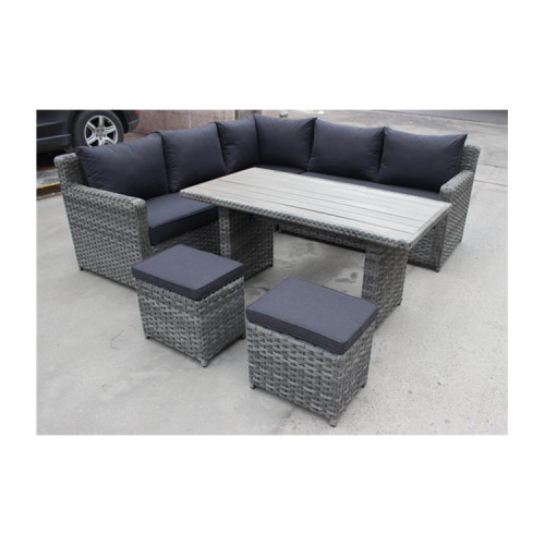 Modern Cheap Outdoor Wicker Sofa Set Rattan Retractable Table Footseat Furniture Rattan Sofa set