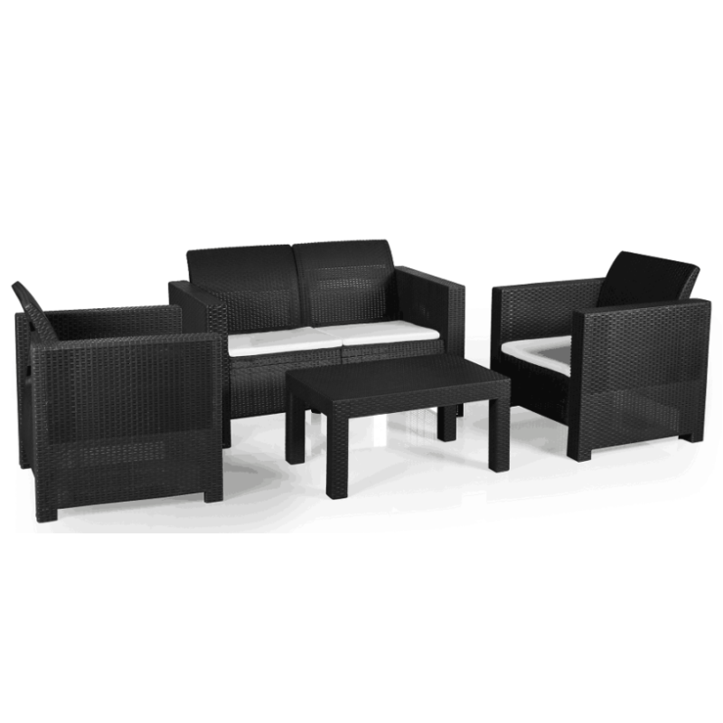 Patio furniture set outdoor garden plastic sofa set 4pcs luxury high quality pp injection sofa furniture set for sale