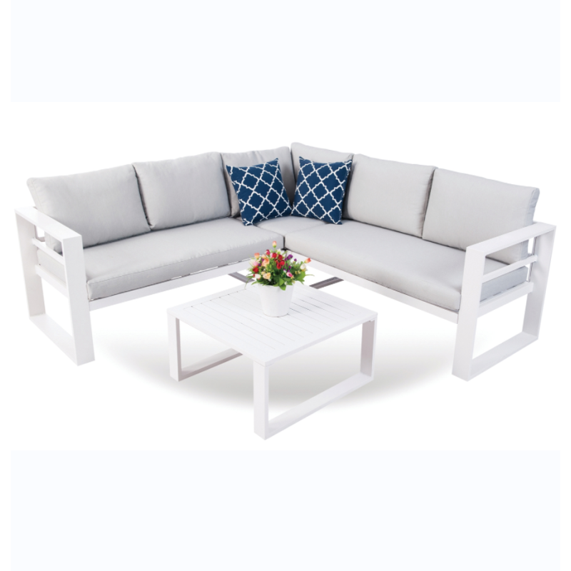 YOHO  4pcs All weather Outdoor Sectional sofa garden furniture Simple aluminum sofa set  with cushion with table