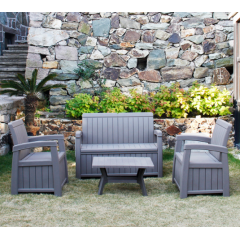 New design outdoor sofa set Wooden Looking Modern Patio Sofa Outdoor Lounge Set