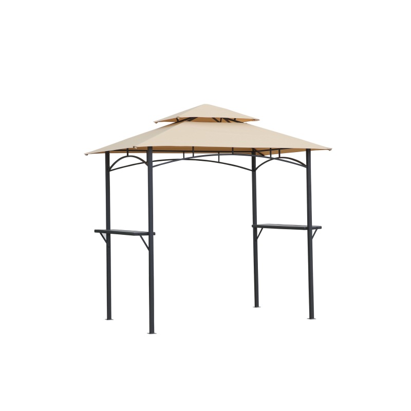 YOHO 13' x 10' 10' x 10'  arches arbours pergolas Europe Metal Outdoor Garden Gazebo with Canopy with Screened Curtain Black/Bro