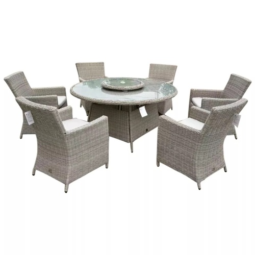 7pieces garden PE rattan outdoor round dining table set  table and chair dining set