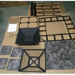 Square Fire Pit with BBQ Grill Cooler and Tile Table Top Charcoal Outdoor Garden 4 in 1 81cm by 81cm