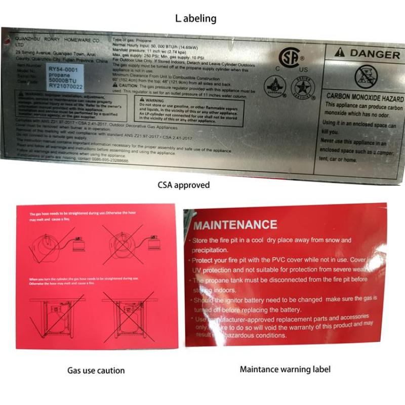 Yoho Hot Sale Outdoor Metal Fire Pits  BTU50000 Fireplace Rectangle Garden Backyard gas firepit table
