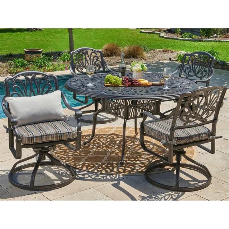Outdoor Garden Patio All-Weather Hot Sale Beautiful Cast Aluminium Furniture swivel dining chair high back