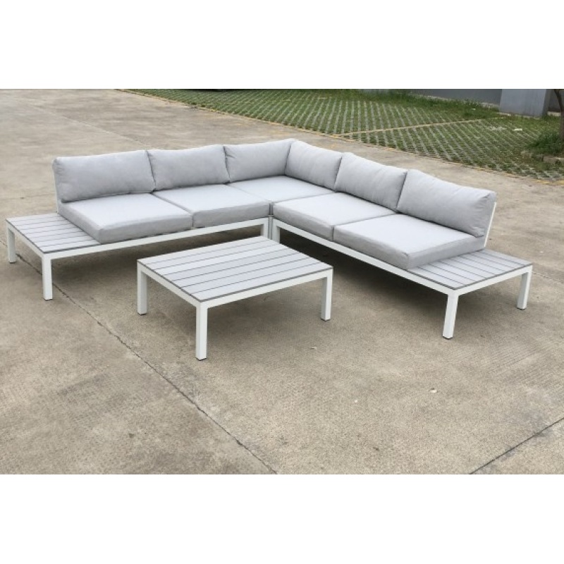 Wholesale Luxury garden outdoor aluminum sofa set furniture l shape sofa cover with coffee table