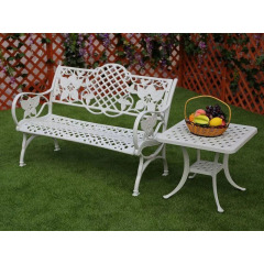 outdoor Bronze all cast aluminum garden bench vintage flower pattern style patio park bench chair