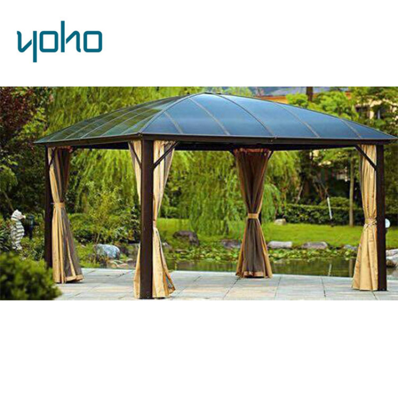 Outdoor patio garden metal hexagonal gazebo canopy with fence nettings side walls