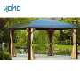Outdoor patio garden metal hexagonal gazebo canopy with fence nettings side walls