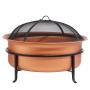 30 Inch Wood Fire Pit Sphere Fire Ball Black Flaming Ball Fire Pit with Protective Cover