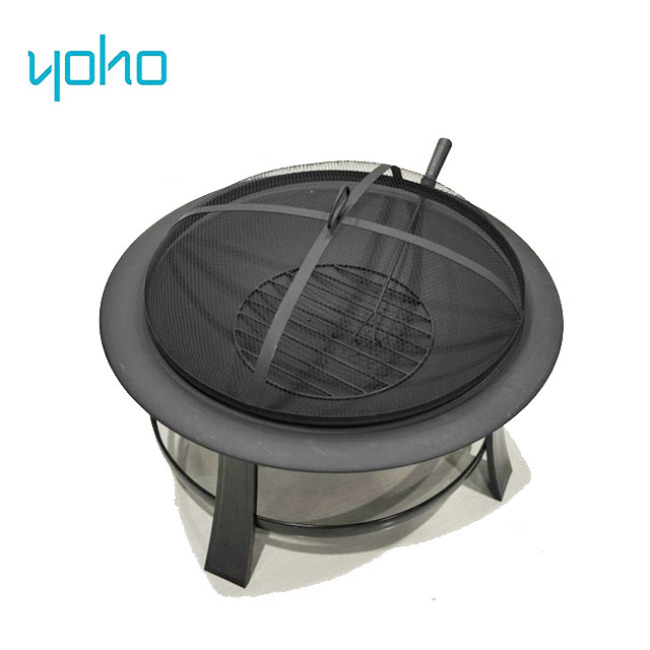 Round Metal Steel Fire Bowl Fireplace Fire Pit with Tile Table Top for Outdoor, Garden,  Size: Dia76cm 680pcs/40'hq