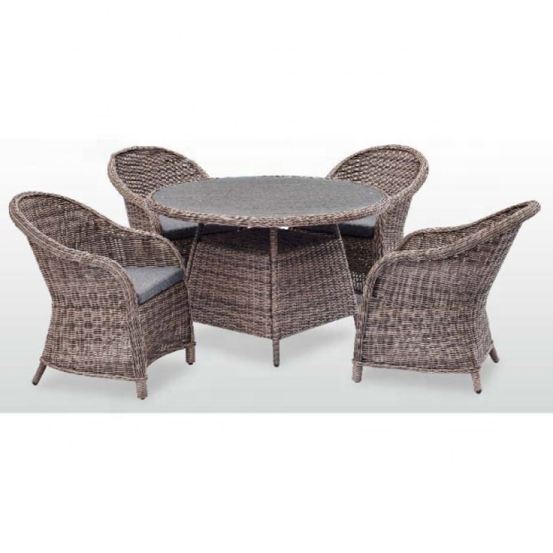 5 pcs Patio Dining Set with Cylinder Chair Garden Rattan Garden Table and Chair Dining Set