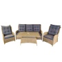 Luxury Outdoor Garden Patio 5pcs Comfortable Rattan Sofa Leisure Chair with Back Wricker Adjustable Furniture End table Set