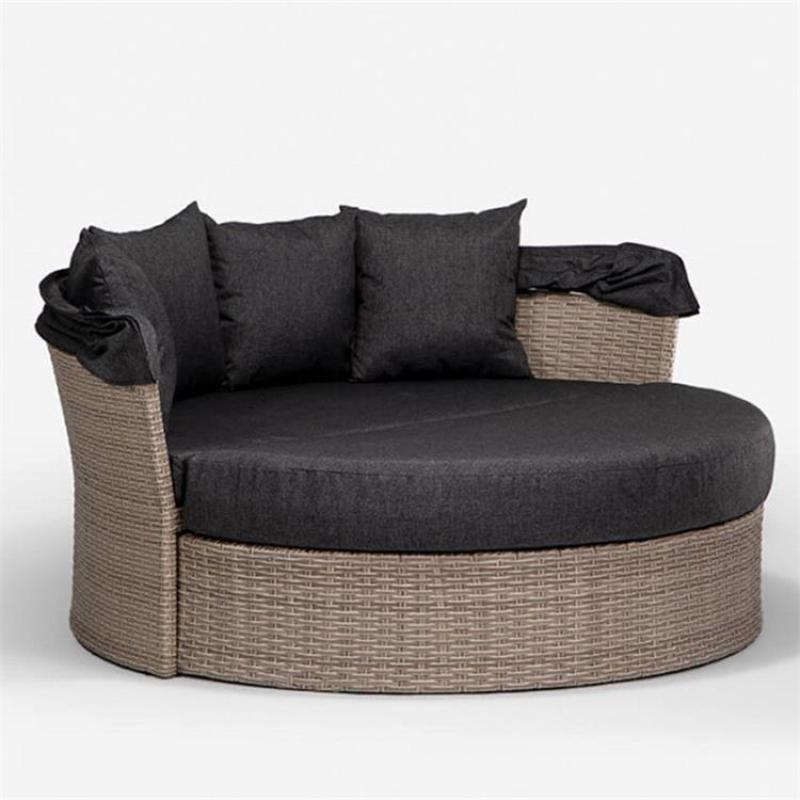 YOHO Hot sale Outdoor Patio Garden Leisure Rattan Day Bed Leisure sunshade lounger Wricker sun bed with Canopy