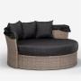 YOHO Hot sale Outdoor Patio Garden Leisure Rattan Day Bed Leisure sunshade lounger Wricker sun bed with Canopy