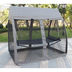 2022 New design Outdoor patio garden  steel swing bed with transparent net