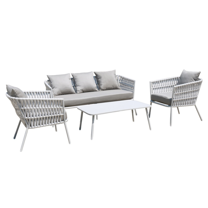 Luxury rope weave outdoor rope furniture set sofa garden 4pcs conversation sofa set