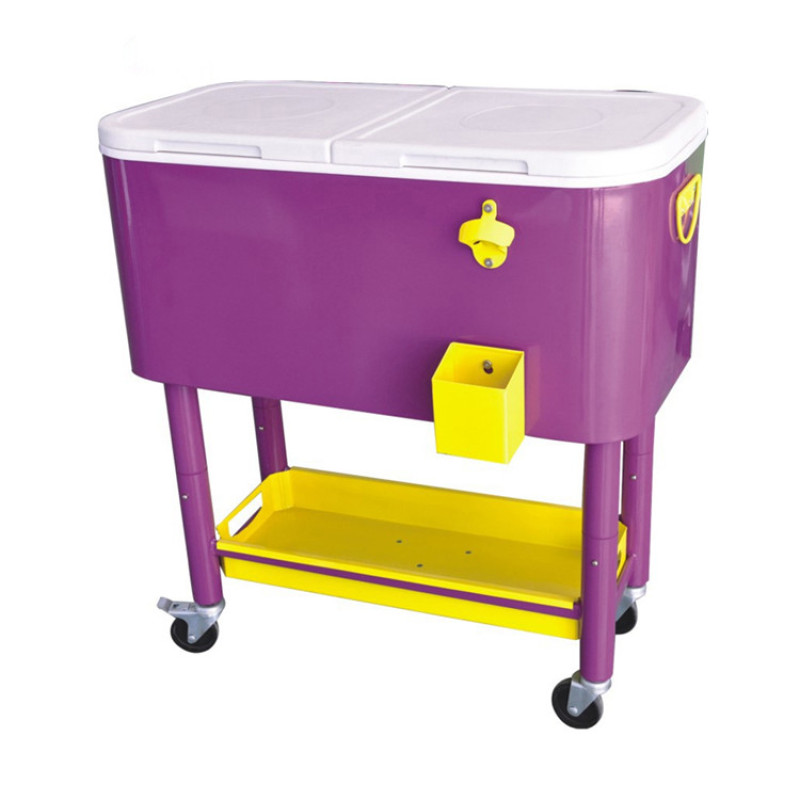 60-Quart Steel  Cooler Cart with wheel Ice Bucket Rolling Cart Wine Beer Beverages Cooler
