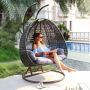 2 seater hanging egg chair rattan patio swing chair hanging swing chair with metal stand