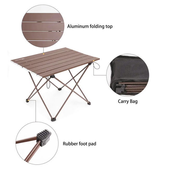 YOHO Picnik Portable Lightweight Aluminum Outdoor Folding Table Camp Picnic hiking camping Table with high quality